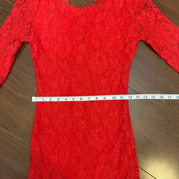 Red Lace Exposed Zipper Mini Dress Small - Picture 9 of 11